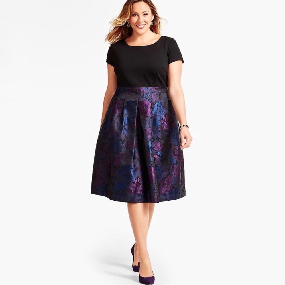 Talbots Ponte-blocked Rose Jacquard Dress - Size 20W